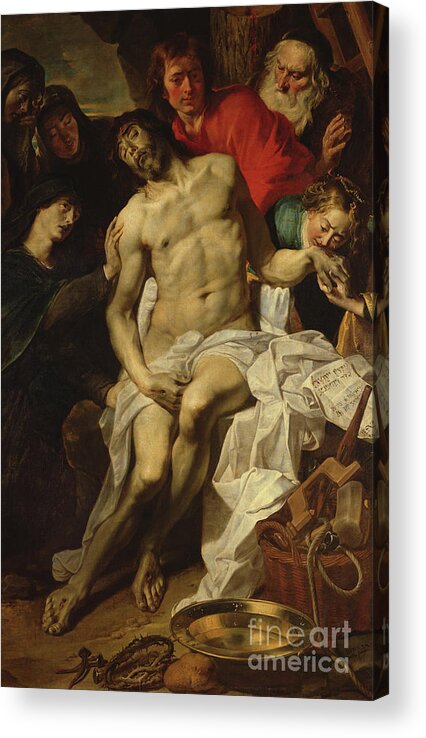 Mol Acrylic Print featuring the painting The Deposition, after 1631 by Pieter van Mol