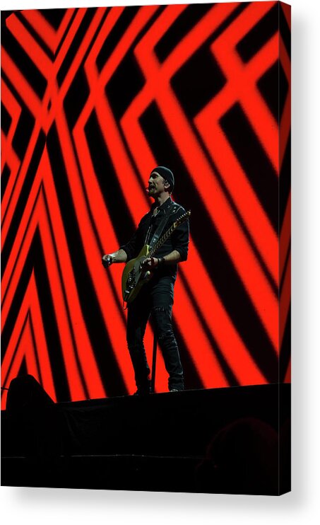 U2 Acrylic Print featuring the photograph The Edge Playing Guitar U2 Joshua Tree Tour 2017 New Orleans Superdome by Shawn O'Brien