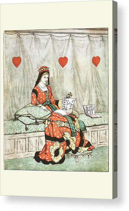 Illustration Acrylic Print featuring the painting The Queen of Hearts she made some Tarts by Randolph Caldecott