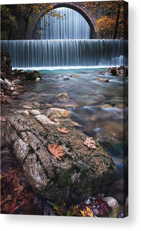 Greece Acrylic Print featuring the photograph The Rock And The Water by Elias Pentikis