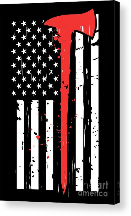Black Color Acrylic Print featuring the digital art Thin Red Line Flag by Traffic analyzer