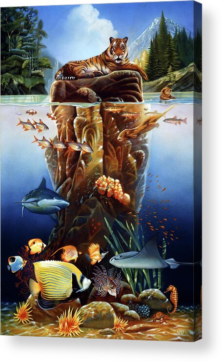 Tiger Island Acrylic Print featuring the painting Tiger Island by John Rowe