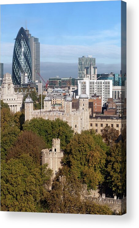 Financial District Acrylic Print featuring the photograph Tower Of London And City by Daniel Sambraus