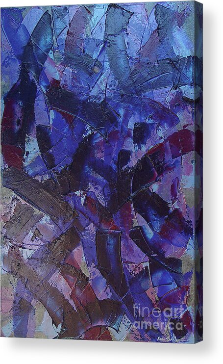 Blue Acrylic Print featuring the painting Transitions with Blue and Magenta by Dean Triolo