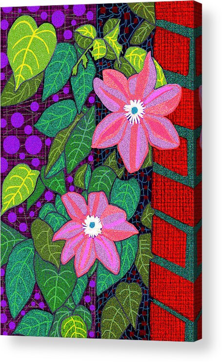 Smokey Mountains Acrylic Print featuring the digital art Trellis Blooms by Rod Whyte