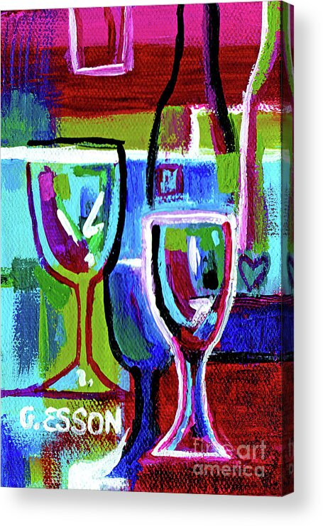 Wine Acrylic Print featuring the painting Turquoise Purple Wine Abstract by Genevieve Esson