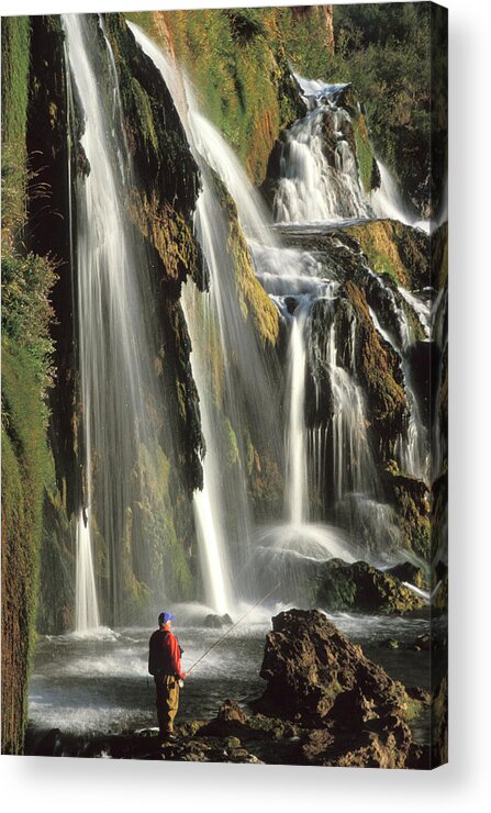 Mature Adult Acrylic Print featuring the photograph Usa, Idaho, Mature Man Fishing For by Steve Bly