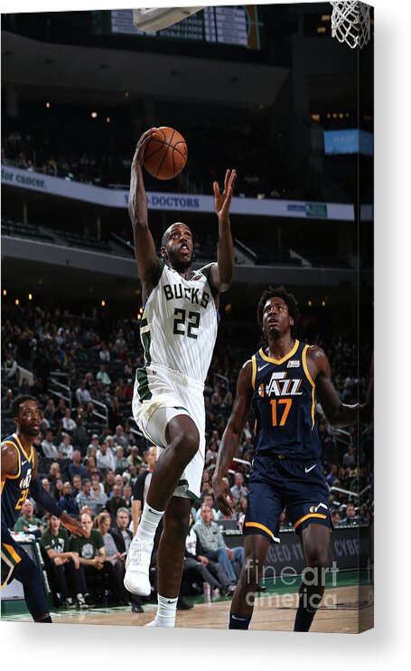 Nba Pro Basketball Acrylic Print featuring the photograph Utah Jazz V Milwaukee Bucks by Gary Dineen