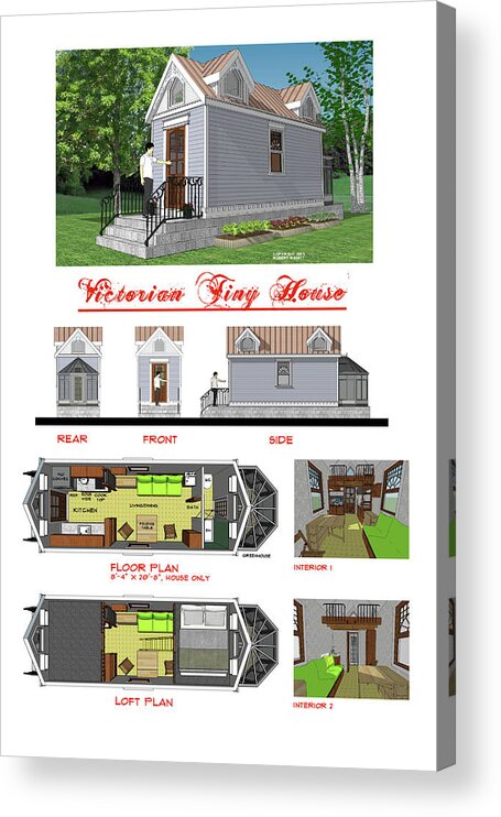 Tiny Acrylic Print featuring the digital art Victorian Tiny House by Robert Bissett