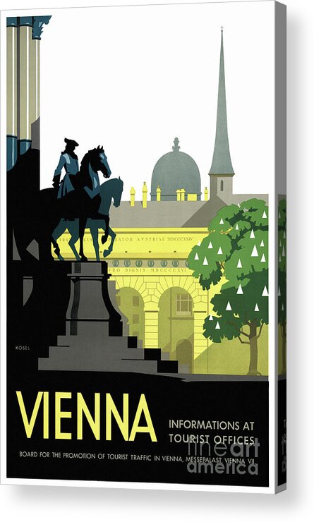 Vintage Acrylic Print featuring the painting Vienna Vintage Travel Poster Restored by Vintage Treasure