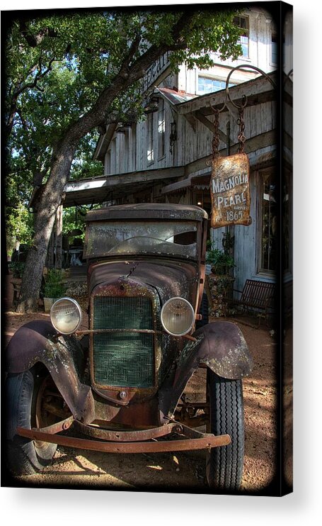 Texas Hill Country Acrylic Print featuring the photograph Vintage Charm of Magnolia Pearl in Fredericksburg by Lynn Bauer