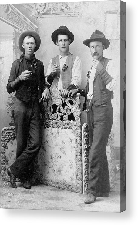 People Acrylic Print featuring the photograph Vintage Image Of Cowboys Drinking And by Thinkstock Images