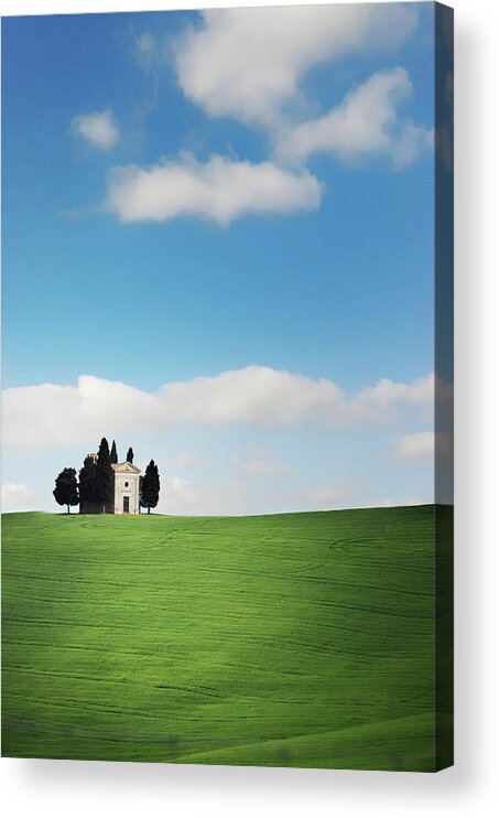 Grass Acrylic Print featuring the photograph Vitaleta Chapel - Tuscany by Marta Nardini