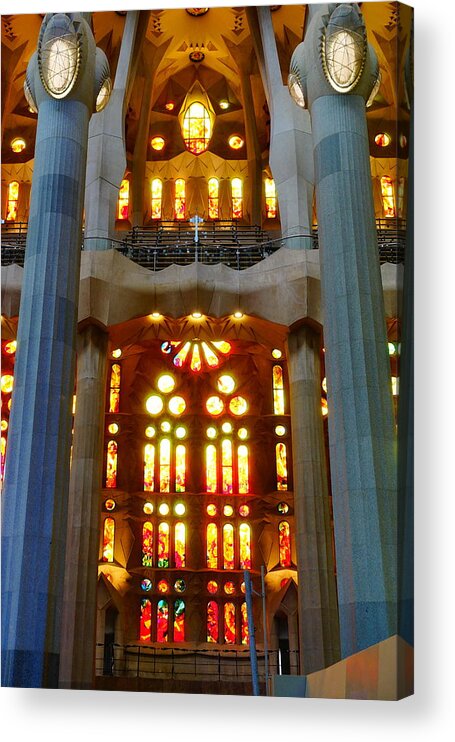 Sagrada Acrylic Print featuring the photograph Warm colors in Sagrada Familia by Patricia Caron