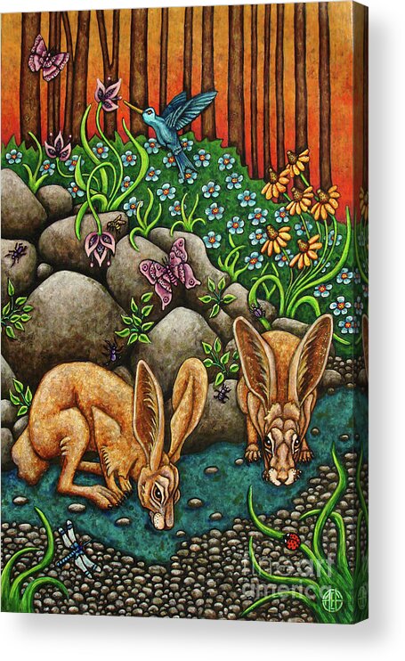Hare Acrylic Print featuring the painting Watering Hole by Amy E Fraser