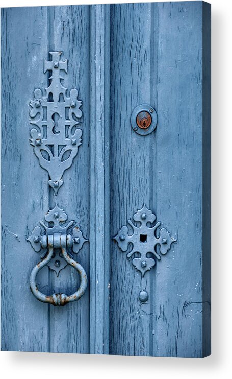 Templar Acrylic Print featuring the photograph Weathered Blue Door Lock by David Letts