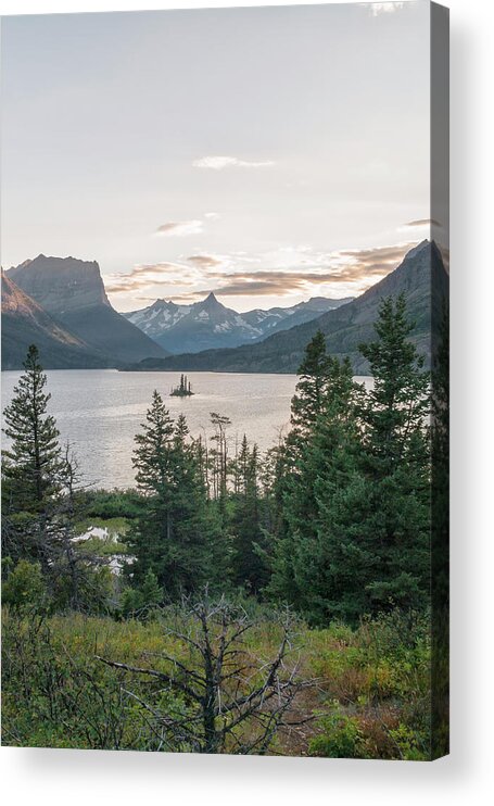 Wild Goose Island Acrylic Print featuring the photograph Wild Goose Island Sunset 2 - Glacier National Park Montana by Brian Harig