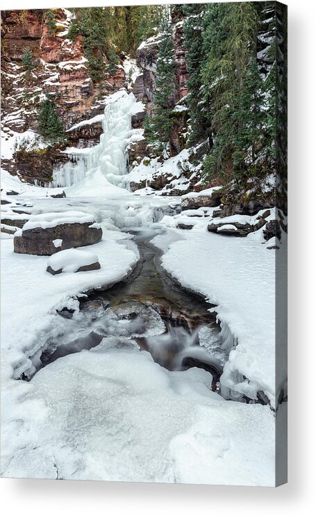 Waterfall Acrylic Print featuring the photograph Winter Falls by Angela Moyer