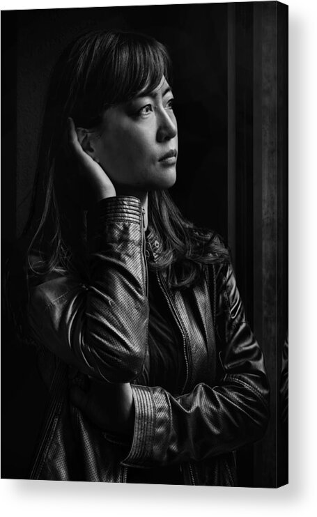 Portrait Acrylic Print featuring the photograph Woman In Leather Jacket by Eiji Yamamoto