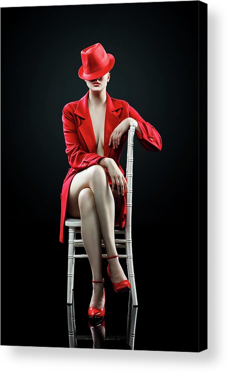 Woman Acrylic Print featuring the photograph Woman in red by Johan Swanepoel