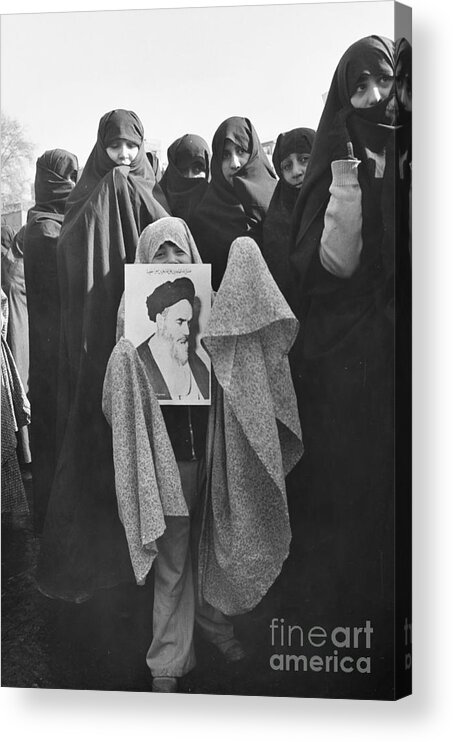 Child Acrylic Print featuring the photograph Women Rallying In Support Of Ayatollah by Bettmann