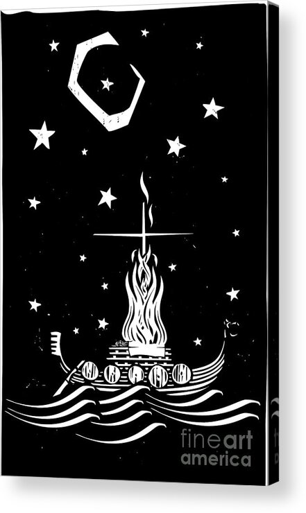 Death Acrylic Print featuring the digital art Woodcut Style Image Of A Viking Chief by Jef Thompson