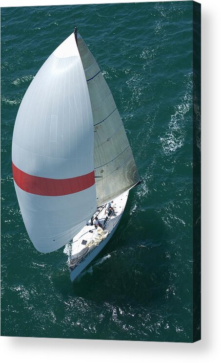 Wind Acrylic Print featuring the photograph Yacht Competes In Team Sailing Event by Moodboard