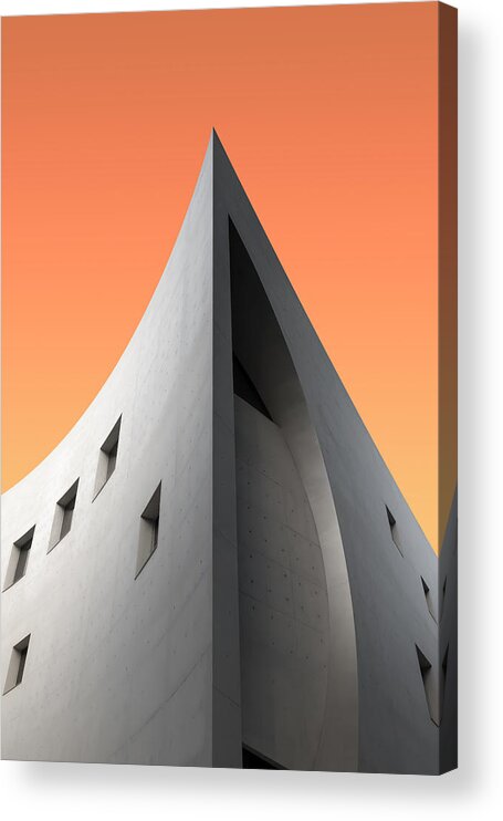 Yellow Sky-building Acrylic Print featuring the photograph Yellow Sky-building by Yujie Zhang