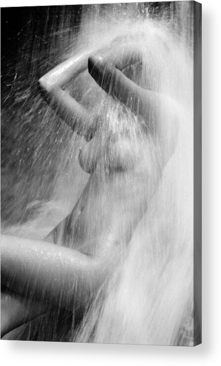 Shower Acrylic Print featuring the photograph Young Woman In The Shower by Juan Silva