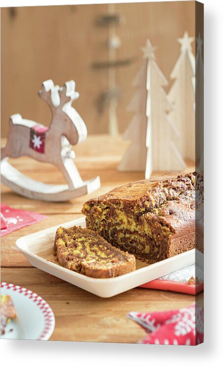 Ip_12592941 Acrylic Print featuring the photograph Zebra Cake With Chocolat And Butternut by Sonia Chatelain