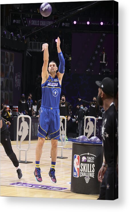 Nikola Vucevic Acrylic Print featuring the photograph 2021 NBA All-Star - Taco Bell Skills Challenge #1 by Nathaniel S. Butler