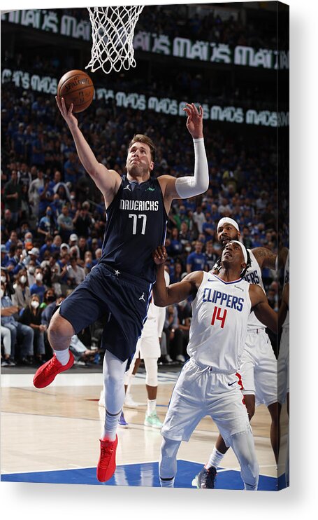 Playoffs Acrylic Print featuring the photograph 2021 NBA Playoffs - LA Clippers v Dallas Mavericks by Jeff Haynes