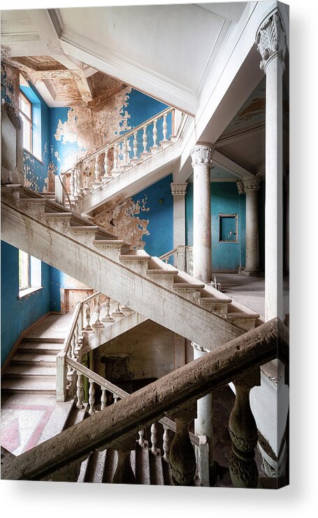 Abandoned Acrylic Print featuring the photograph Abandoned Blue Staircase #1 by Roman Robroek