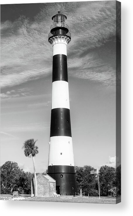 Black And White Acrylic Print featuring the photograph Cape Canaveral Lighthouse, Cape Canaveral, Florida #1 by Dawna Moore Photography