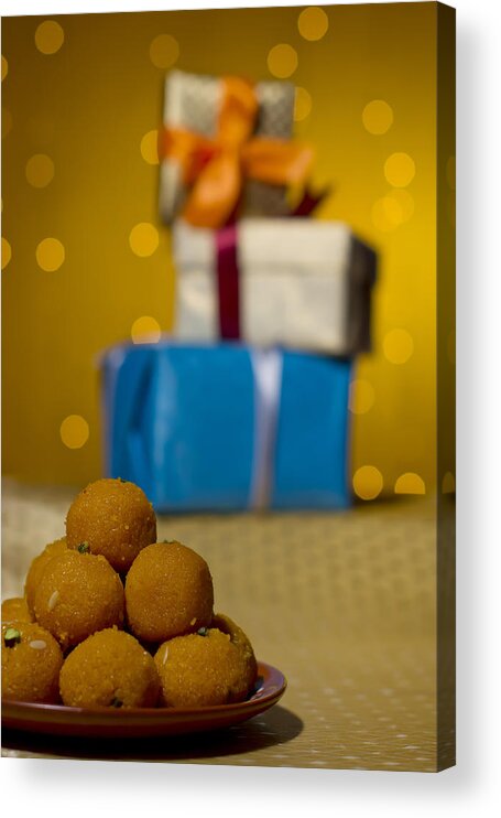 Event Acrylic Print featuring the photograph Close-up of laddus #1 by Madhurima Sil