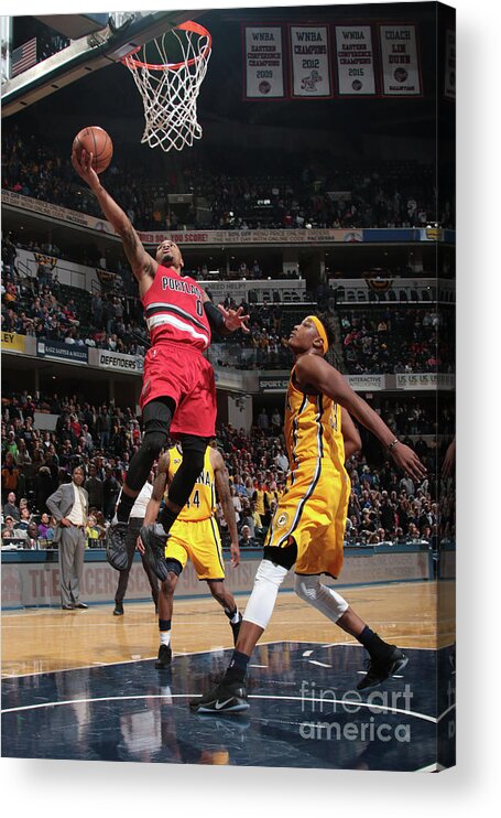 Nba Pro Basketball Acrylic Print featuring the photograph Damian Lillard by Ron Hoskins