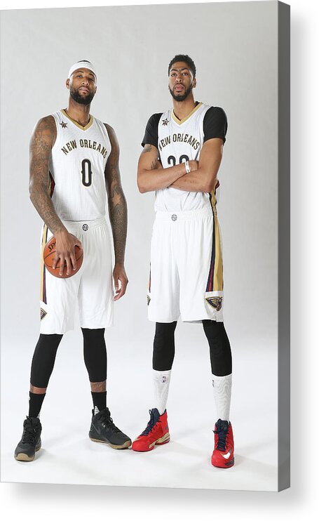 Nba Pro Basketball Acrylic Print featuring the photograph Demarcus Cousins and Anthony Davis by Layne Murdoch