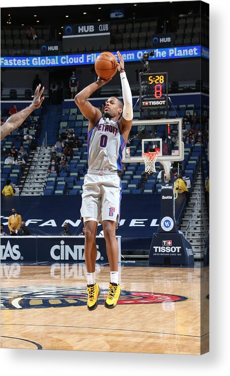 Dennis Smith Jr Acrylic Print featuring the photograph Detroit Pistons v New Orleans Pelicans #1 by Layne Murdoch Jr.