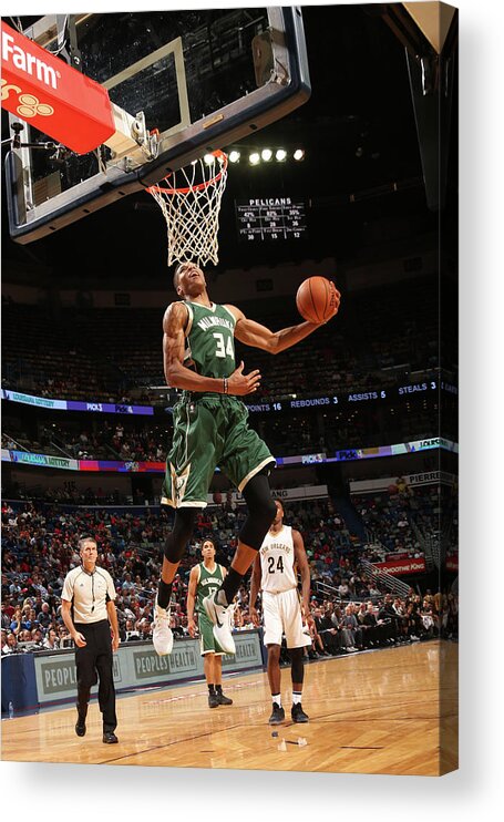 Smoothie King Center Acrylic Print featuring the photograph Giannis Antetokounmpo by Layne Murdoch