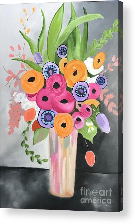 Oil Acrylic Print featuring the painting Joy by Theresa Honeycheck