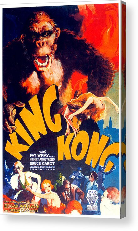 King Acrylic Print featuring the mixed media ''King Kong'' movie poster 1933 #1 by Movie World Posters