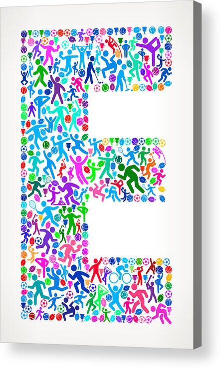 Icon Set Acrylic Print featuring the drawing Letter E Fitness Sports and Exercise pattern vector background #1 by Bubaone