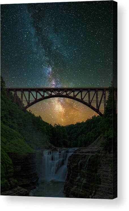 Letchworth Acrylic Print featuring the photograph Milky Way At Letchworth State Park In New York #1 by Jim Vallee