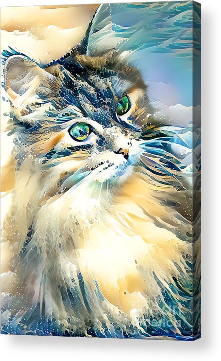 Wingsdomain Acrylic Print featuring the mixed media Molokai The Tsunami Cat 20210714 #1 by Wingsdomain Art and Photography