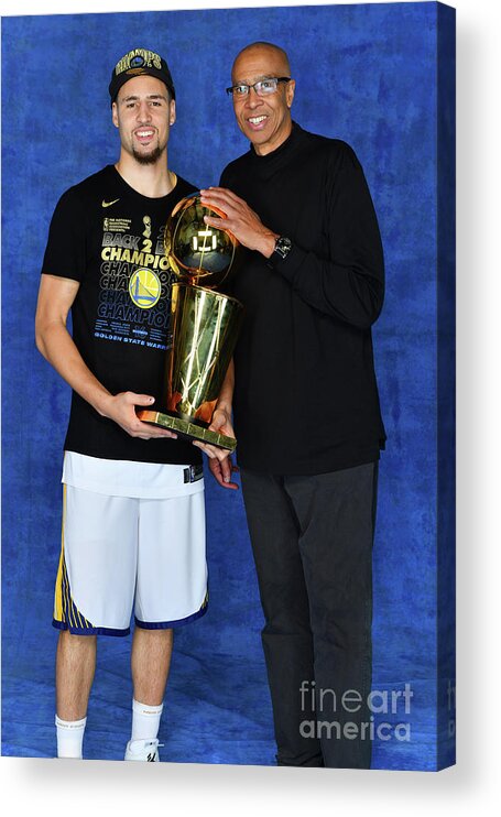Playoffs Acrylic Print featuring the photograph Mychal Thompson and Klay Thompson by Jesse D. Garrabrant