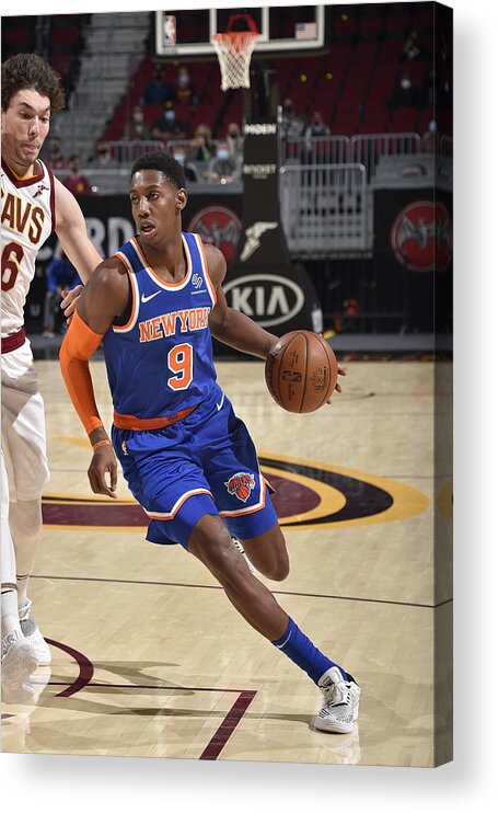Rj Barrett Acrylic Print featuring the photograph New York Knicks v Cleveland Cavaliers by David Liam Kyle