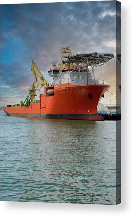 Normand Energy Acrylic Print featuring the photograph Normand Energy pipe laying vessel #1 by Chris Smith