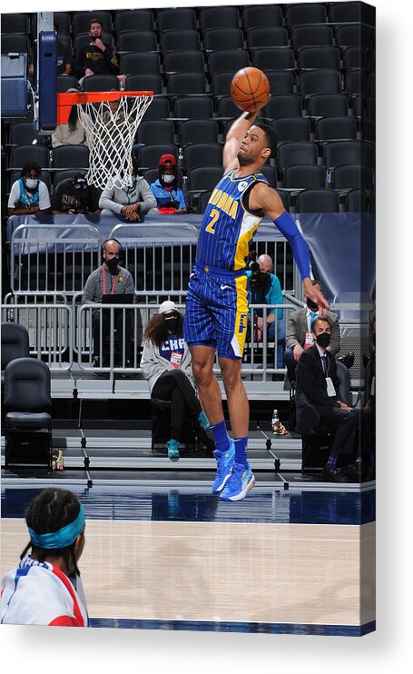 Cassius Stanley Acrylic Print featuring the photograph Play-In Tournament - Charlotte Hornets v Indiana Pacers #1 by Ron Hoskins