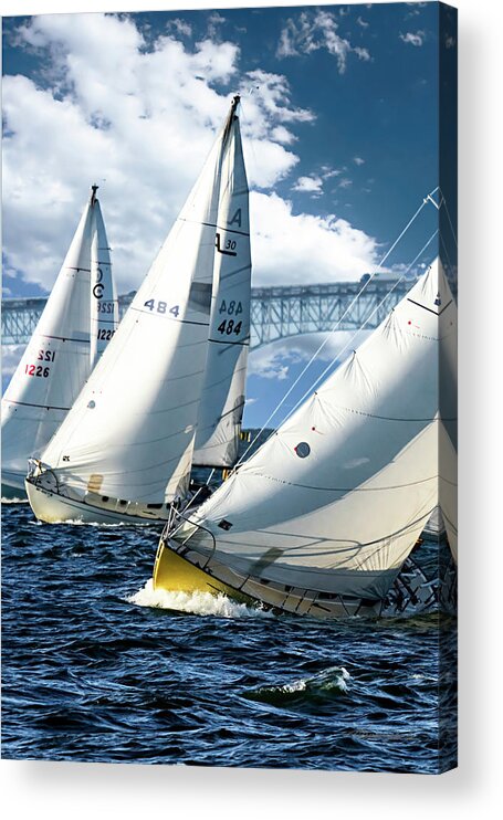 Color Acrylic Print featuring the photograph Racing to the Buoy #1 by Alan Hausenflock