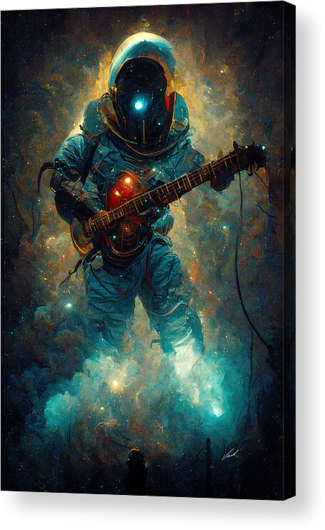 Spaceman Acrylic Print featuring the painting Spaceman player III - oryginal artwork by Vart. by Vart